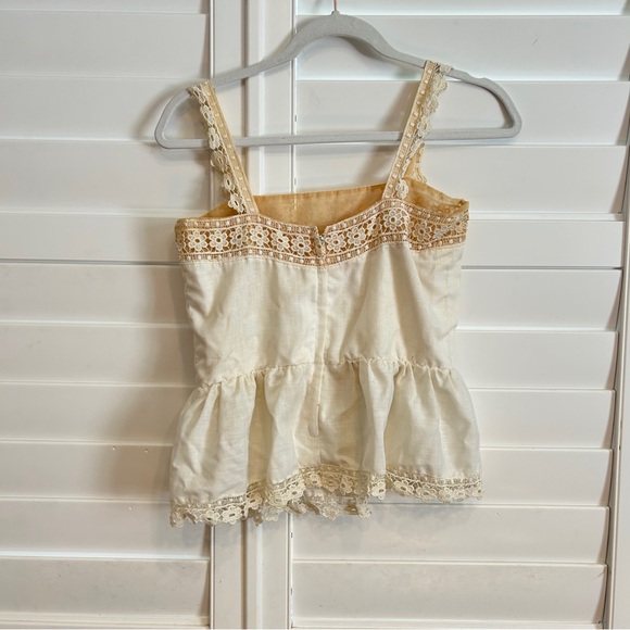 Victor Costa Vintage Lace Detail Tank Top Cream Size Small - Picture 3 of 3